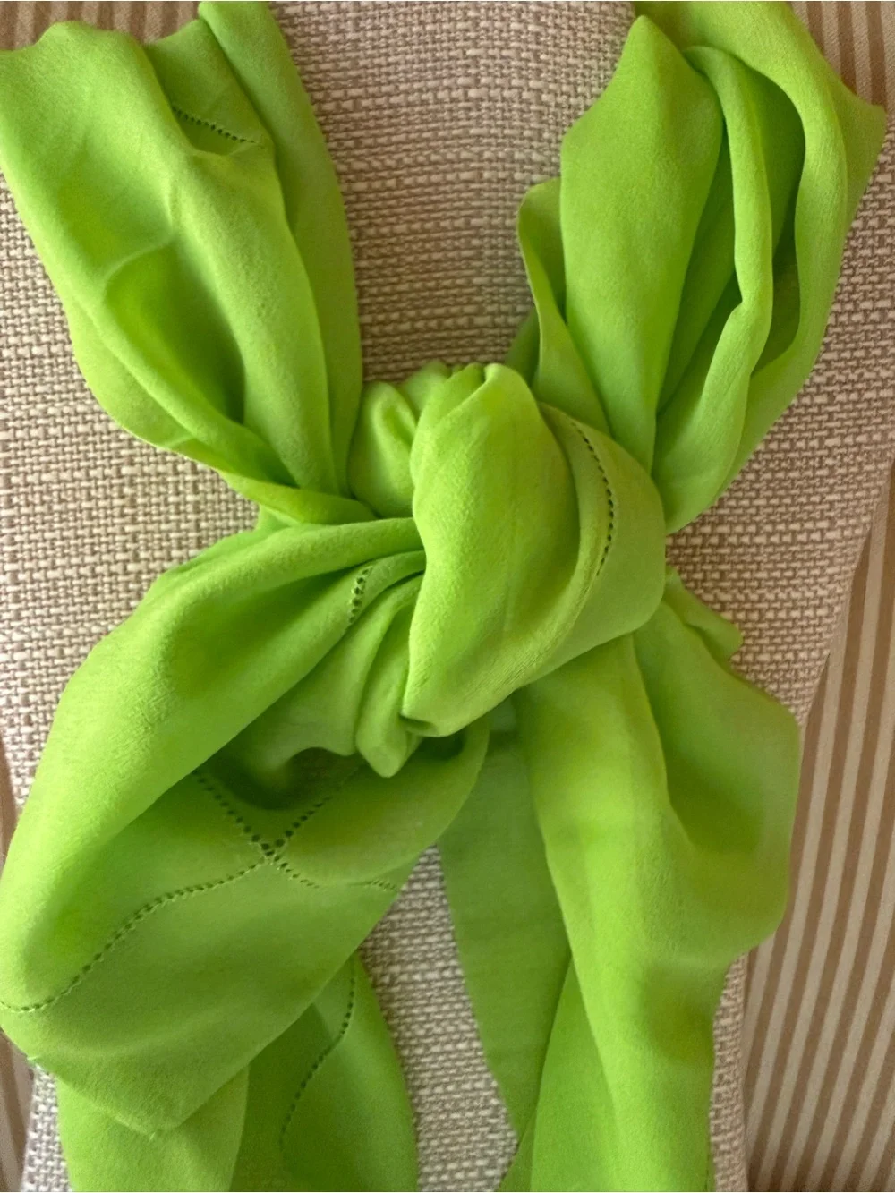 Vintage ECHO 100% Silk  Green Scarf -Sheer Made in Japan 41”X 16”